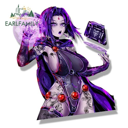 EARLFAMILY 5.1” Mage Raven Fanart Car Sticker Anime Waifu DIY Decal Peeker Girl - Picture 2 of 5