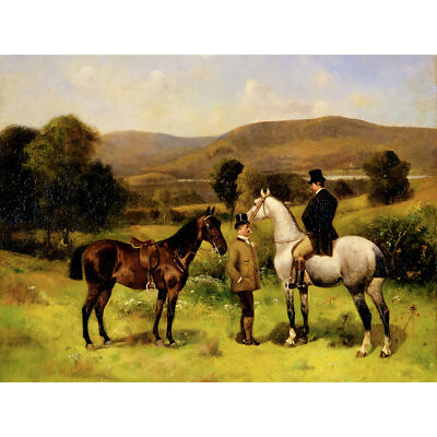 Leighton Zwei Pferde und Reiter 1883 Gemälde XL Wandbild Leinwandbild