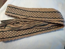 Item91322 Powder horn strap belt natural flax and cotton dark green 56" x 1 5/8"