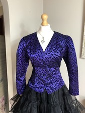 Etam Vintage Flock Velvet Edwardian Victorian Riding Peplum Top / Jacket 8-10