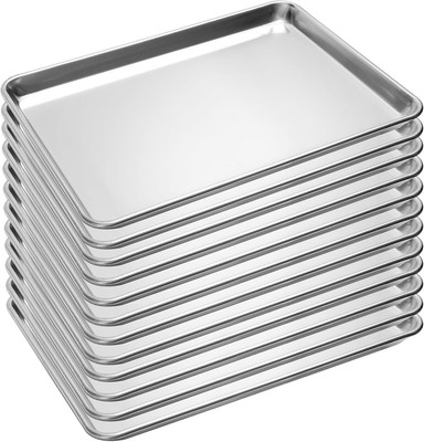 New-12 Pack Half Size Baking Sheet Pan Aluminum Commercial Pan for Oven Freezer