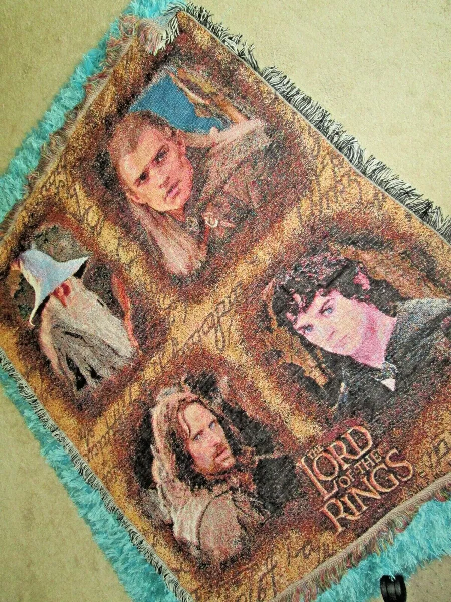 2004 NEW? LORD OF THE RINGS TAPESTRY 59 X 48 BLANKET. THROW : FRODO,  TOLKEIN, GA