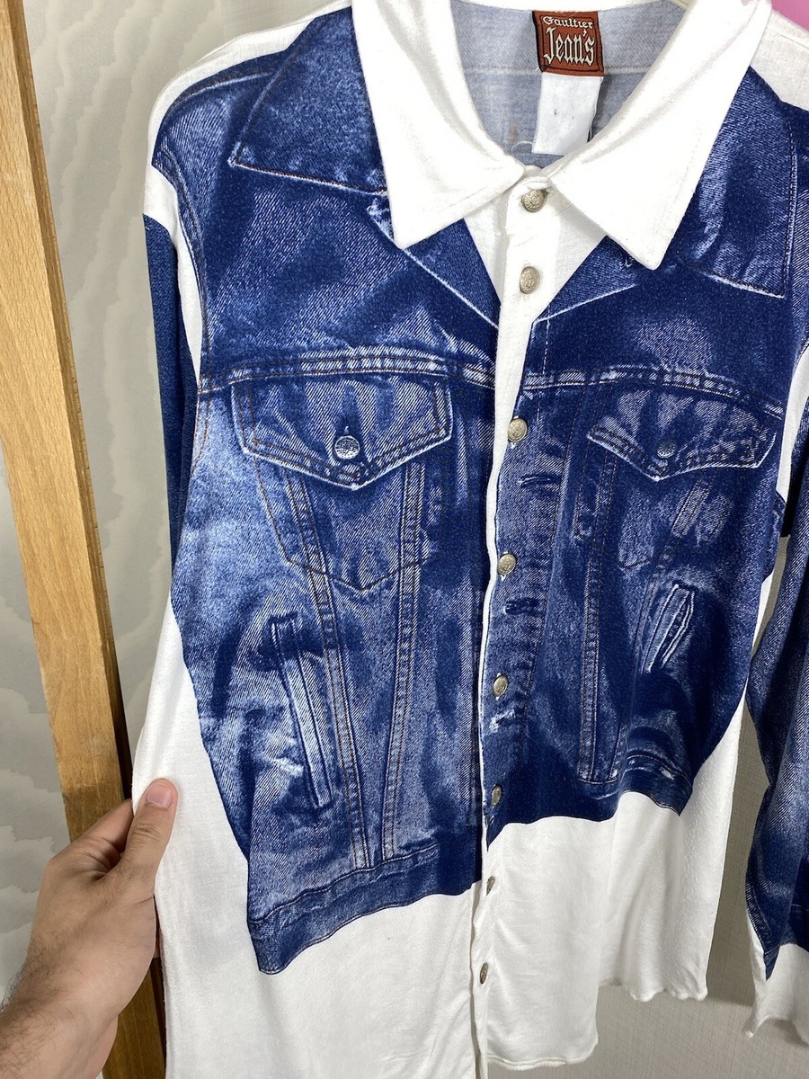 Jean Paul Gaultier Jeans Trompe Shirt Denim Print Archive