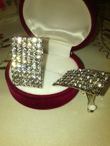 ORECCHINI <MARIA CALLAS> ANNI50 A CLIPS IN BRILLANTI,LEGA ARGENTO-PLATINO CM.3x2 - Foto 3 di 11