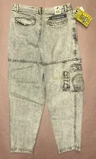 Vintage 1990’s Bugle Boy Acid Wash Desert Patrol Jeans, Deadstock NWT, Size 34L