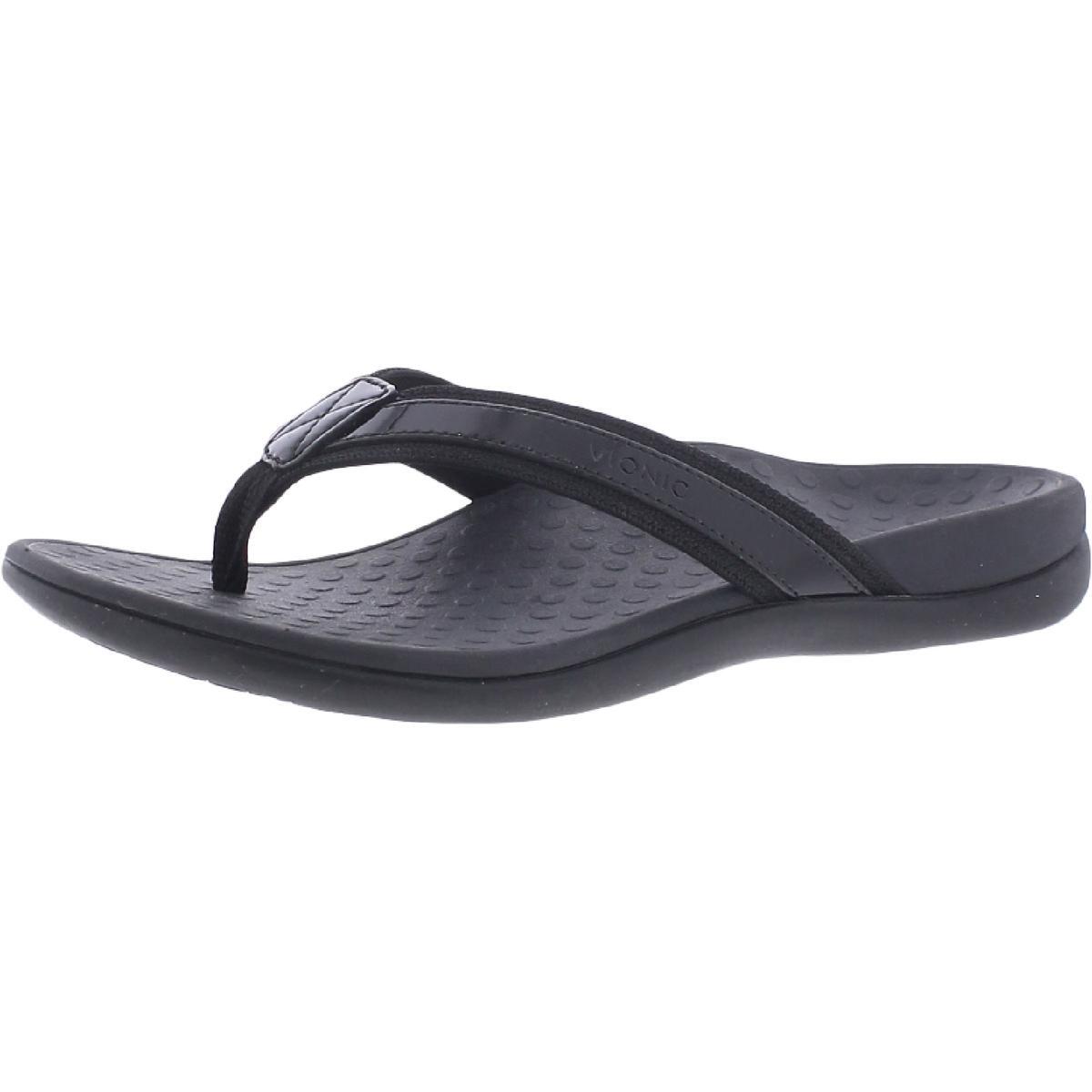 Женские босоножки-стринги на плоской подошве Vionic Womens Tide черного цвета 9 Medium (B,M) BHFO 9876