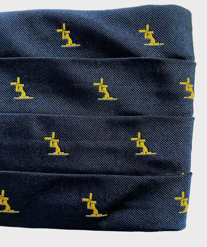 BENSON & CLEGG London Silk Pleated Cummerbund Windmill Motif Adjustable Vintage