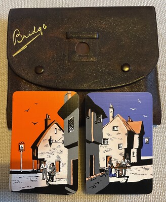 Vintage De La Rue & Co, London - 2er Pack Spielkarten - Bridge - in Vinylhülle