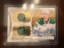 23-24 Upper Deck Artifacts Treasured Swatches Auto Roope Hintz NUMBER MATCH RARE
