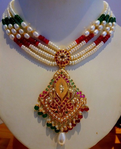 RUBY EMERALD PEARL SET BOLLYWOOD STYLE 