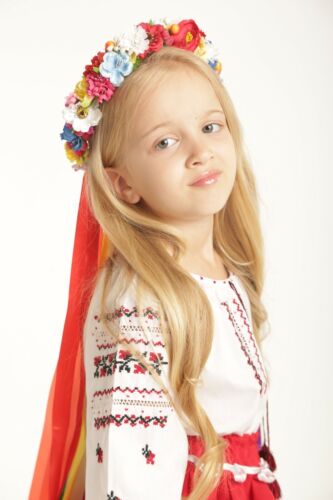 Ukrainian Girl Wreath Flower Floral Headdress Vinok rainbow - Picture 4 of 12