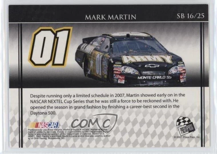 2007 Press Pass VIP Sunday Best Mark Martin #SB16 HOF - Image 2 of 2