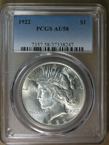 1922 PEACE SILVER DOLLAR PCGS AU-58
