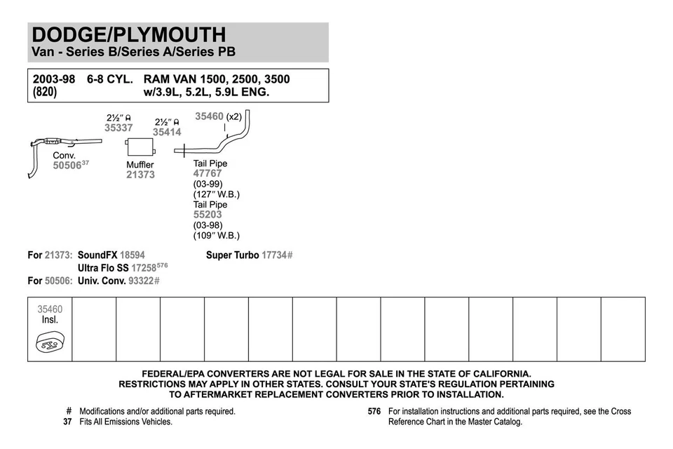 For Dodge Ram 2500 Van 99-03 Exhaust Muffler Quiet-Flow Stainless Steel Oval Foto 3 de 4