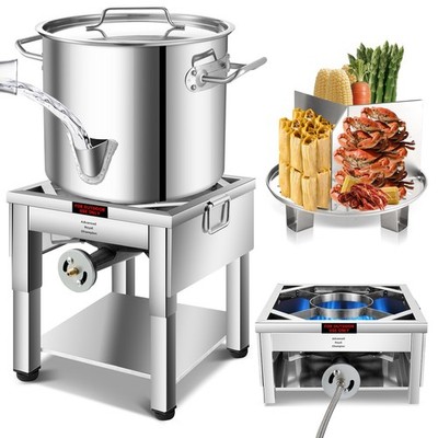 32QT Stainless Steel Steamer Pot,Divider&Steamer Rack, 200,000BTU Propane Burner
