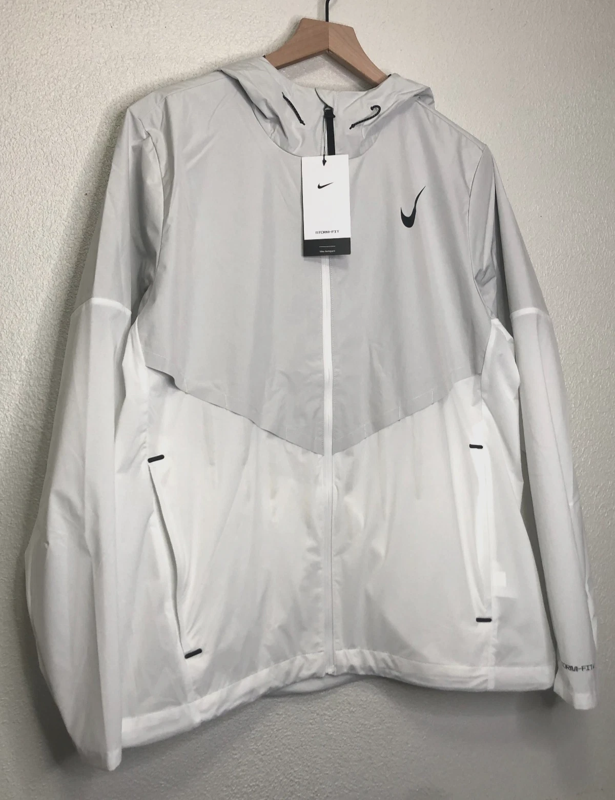 NEW Nike Mens XL AeroSwift Storm-Fit Aerogami Running Jacket Gray White FZ9039