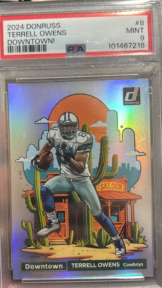 2024 Panini Donruss - Downtown! Terrell Owens #8 Cowboys PSA 9