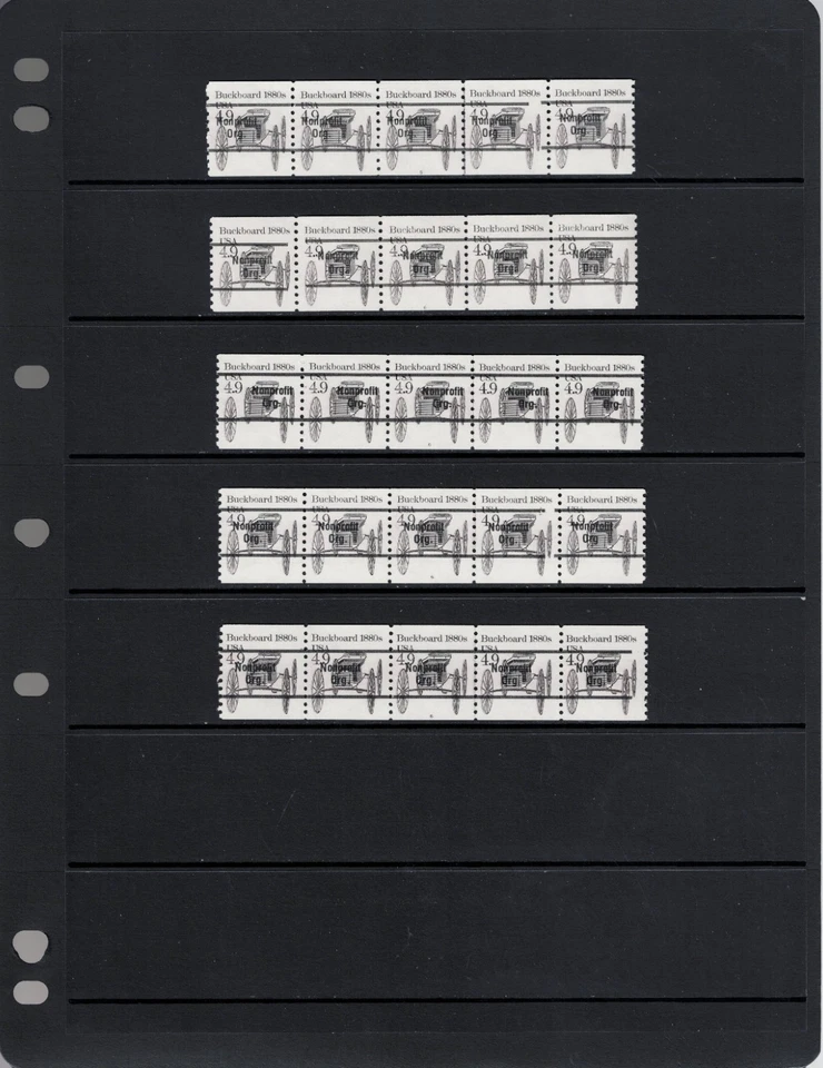 SCOTT#2124a, 4.9c, BUCKBOARD 19 DIFFERENT PLT.#'s & GAP STRIPS. - Image 3 of 4