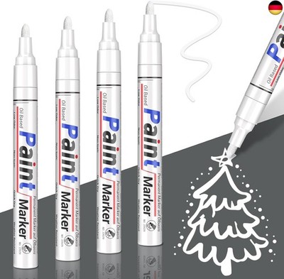 Permanent Marker Wasserfester Stift, Lackmarker, 4er-Packung Lackstift weiß, 
