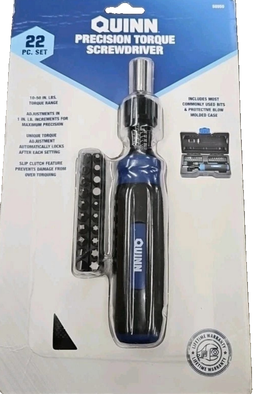 Quinn Precision Torque Screwdriver Adjustable 22PC 58950