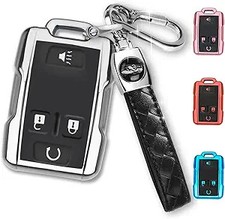 Key Fob Cover with Keychain, Car Key Case Shell Protector 4 Bu Color: A-Silver