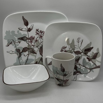 Retired Corelle Twilight Grove Complet Place Setting Salad Dinner Plate Bowl Mug