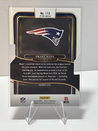 2024 Panini Select - Drake Maye 113 RC - Premier - Silver Prizm Die Cut - Pats - Picture 5 of 7