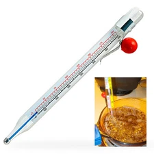 Achieve culinary perfection with this Classic Deep Fry Glass Candy Thermometer i
