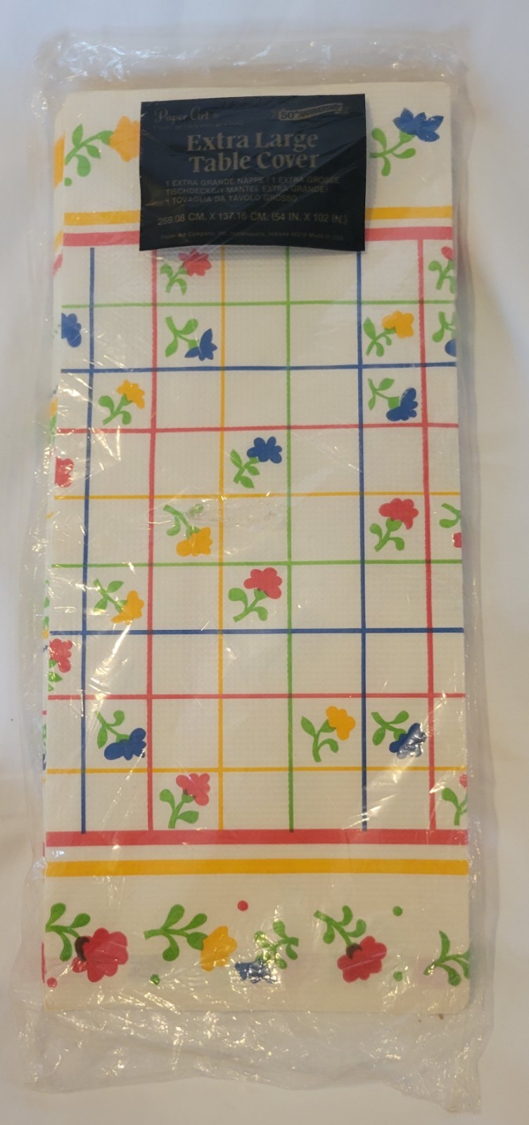 Paper Art 54" X 102" Usa Vtg Red Blue Yellow  Checkered