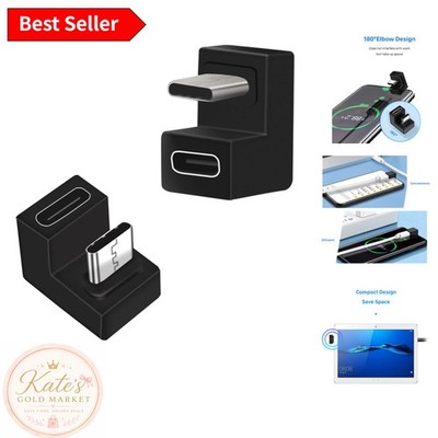 Perfect for Tight Spaces: 180° Angled USB C Adapter, 2-Pack with 10 Gbps Speed