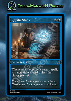RHYSTIC STUDY Alternate Frame Foil - Custom/Playtest MTG Card - High Quality