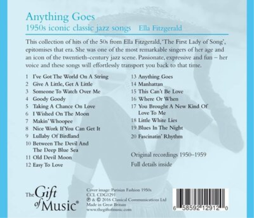 Ella Fitzgerald Anything Goes: 1950s Iconic Classic Jazz Songs (CD) Album