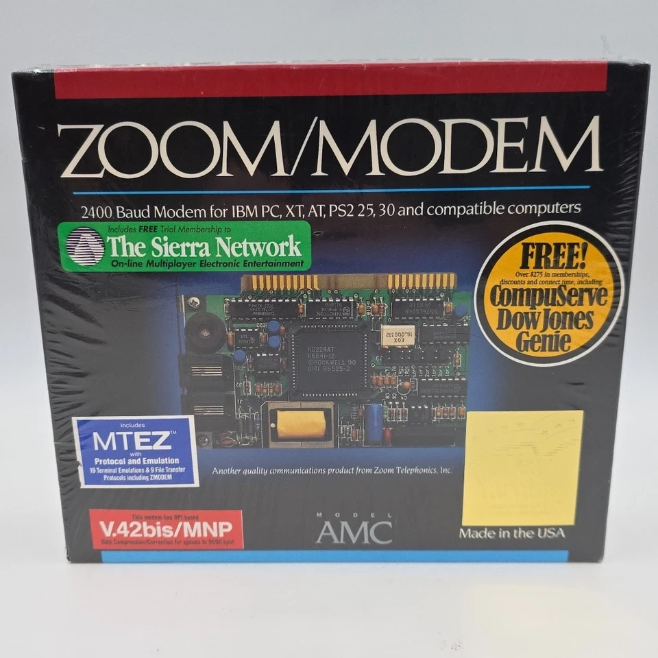 Vintage AMC Zoom Modem 2400 Baud Modem for IBM PC XT AT PS/2 New Old Stock NOS - Image 2 of 4