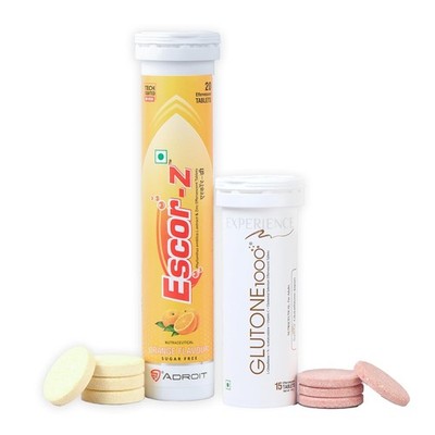 Glutone 1000 & Escor-Z Combo | L-Glutathione + Vitamin C Tablets | Skin Glow