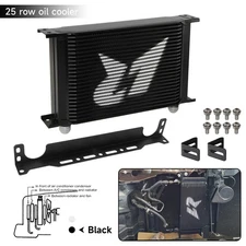 LINESRACING Engine 25 Row Oil Cooler  AN10 Oil Cooler with Bracket Kit Black