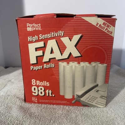 Perfect Print High Sensitivity Fax Paper 8 Unopened Rolls 1/2'' core,  8.5'' x 98'