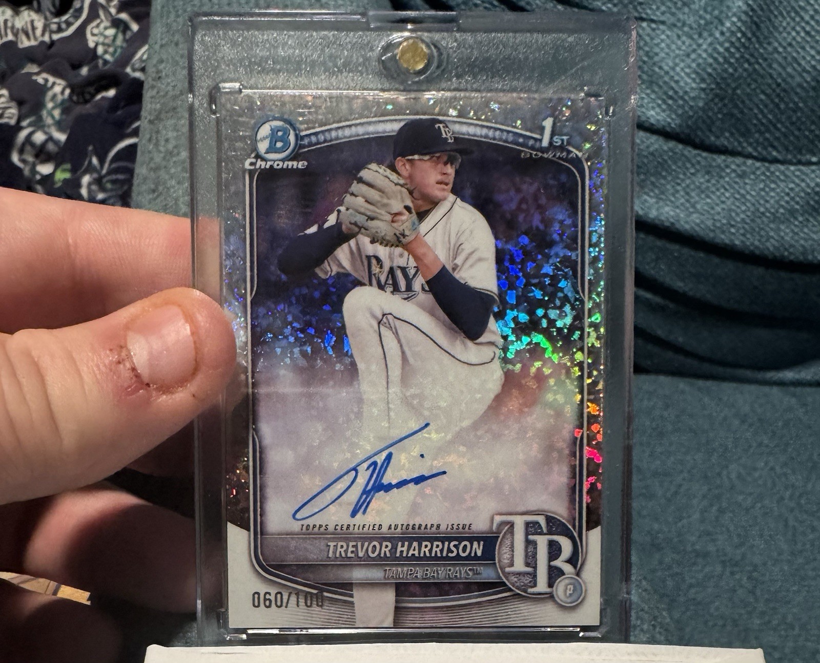 TREVOR HARRISON AUTO 2025 BOWMAN CHROME 1ST MINI DIAMOND REFRACTOR #72/100