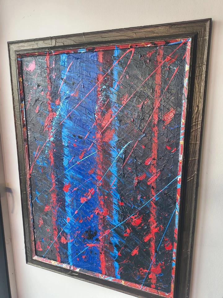 Arte abstracto original inspirado en Jackson Pollock colorido, vibrante 38,5"x29" Foto 2 de 4