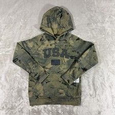 Under Armour X Project Rock USA Flag Veterans Day Camo Pullover Hoodie Youth M