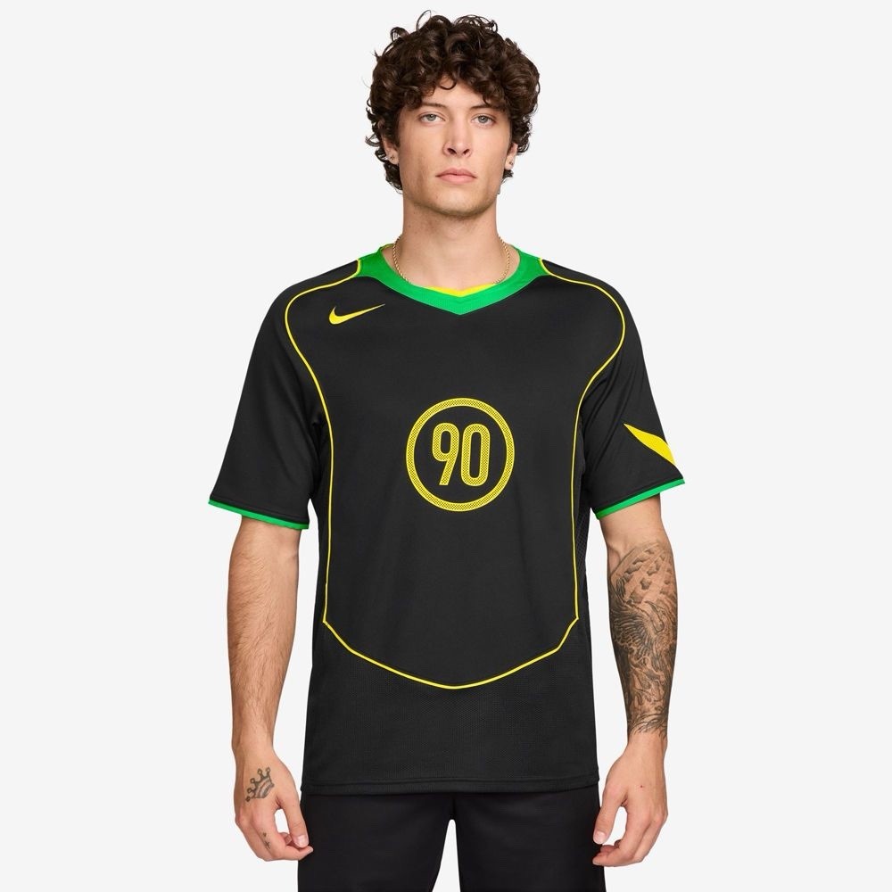Men's S - NIKE TOTAL 90 DRI FIT SOCCER JERSEY BLACK/GREEN BRAZIL