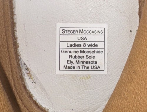 Steger Mocs Scout Size 8 Wide Genuine Moosehide Moccasins Women's Mukluks Flat - Picture 11 of 12