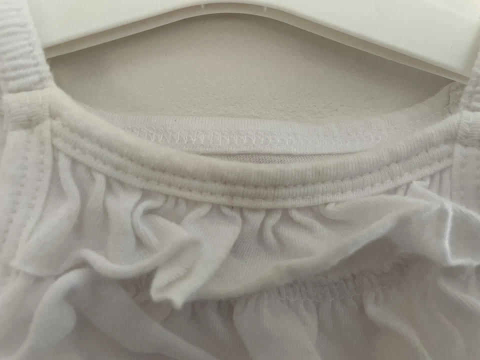 Okie Dokie Baby Girls Solid White Ruffle Cotton Blend Sleeveless Tank Top 3M - Image 4 of 4