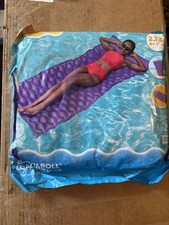 Bestway Float N Roll Inflatable Pool Floating Mat Purple 7 ft Lounge Raft