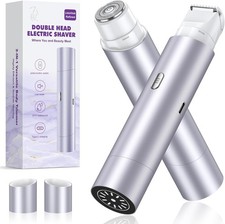 Bikini Trimmer for Women, Dual Head Face Shaver Body Hair Trimmmer, IPX7 Waterpr