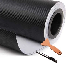 DIYAH 3D Black Carbon Fiber Film Twill Weave Vinyl Sheet Roll Wrap DIY Decals...