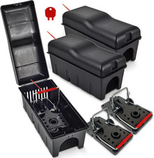 ROSHIELD 3X Rat Trap Killer Box - Easy to Set Safety Box for Home, Shed & Garage