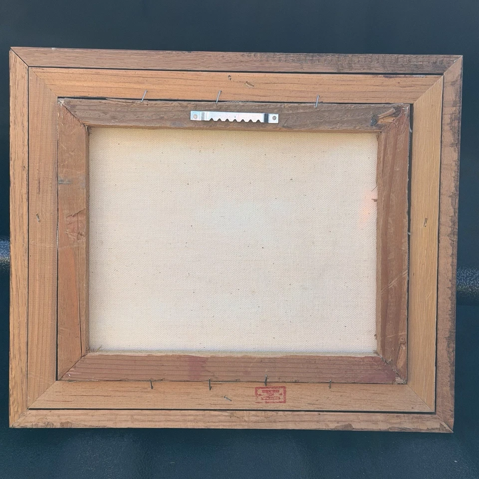 Pintura al óleo Saguaro vintage del desierto del suroeste puesta de sol enmarcada 13x11 firmada Foto 3 de 3