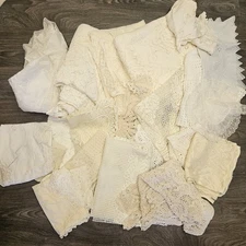 Vintage Crochet Tablecloth Doily & Runner Lot Of 24 Quaker Lace Victorian Boho 