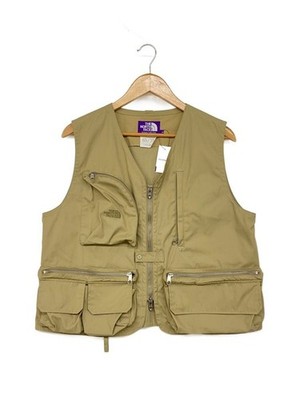 THE NORTH FACE PURPLE LABEL Men's ANGLE VEST Size S Nylon Beige Solid USED
