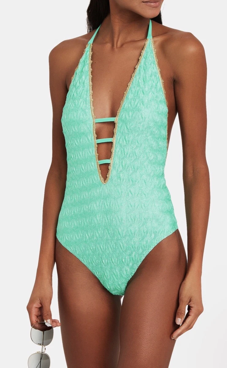 NWT Authentic MISSONI MARE Metallic Trimmed One Piece Swimsuit
